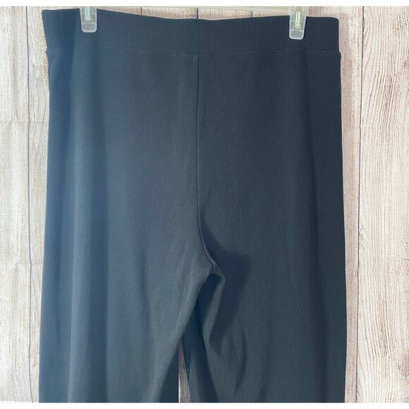 Forever 21 Womens Black Ribbed Knit Wide Leg Pants Size 3X Plus - Picture 6 of 7
